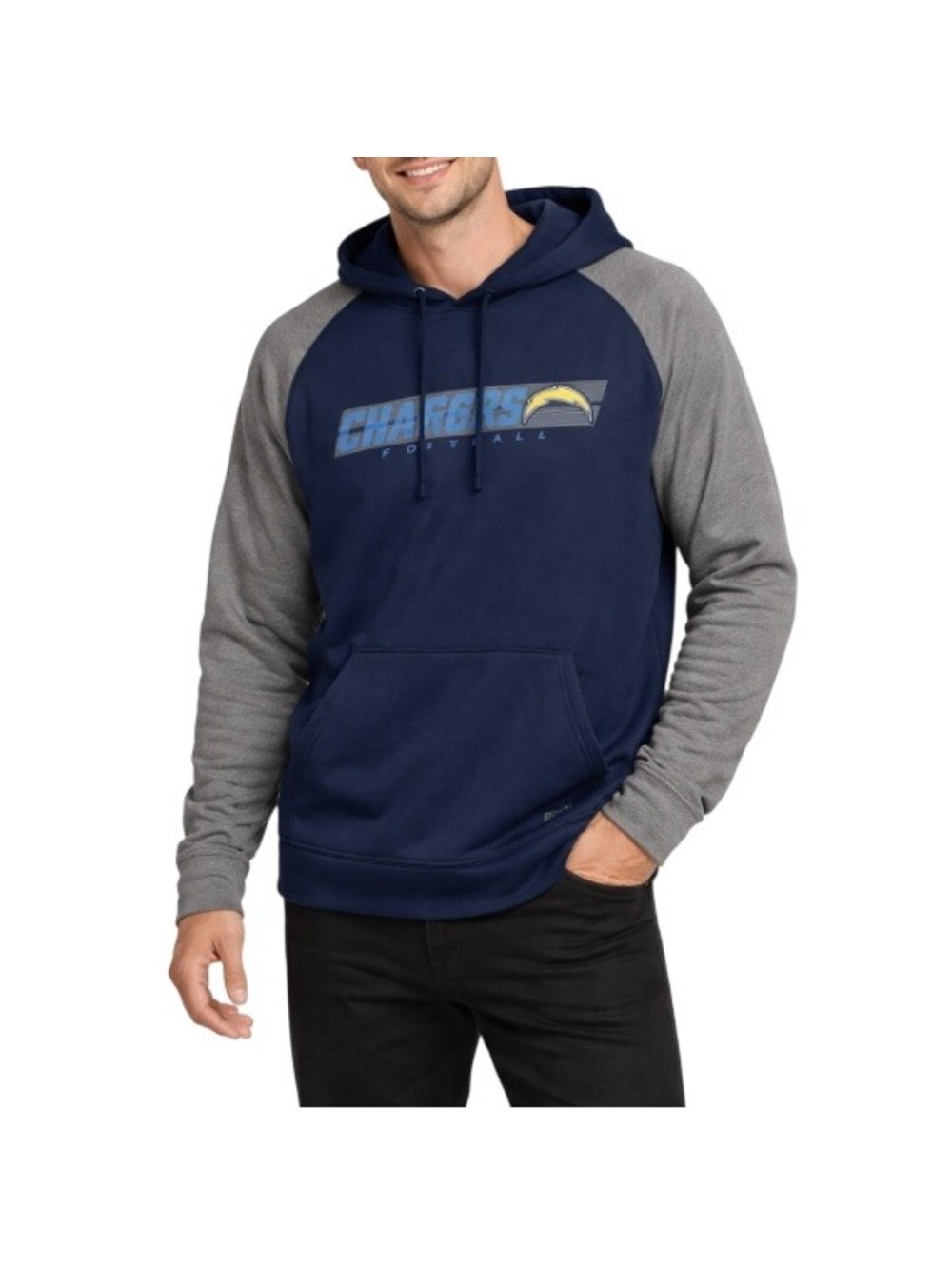 NFL Team Apparel Men's Navy Blue Los Angeles Chargers Long Sleeve Hoodie Size L